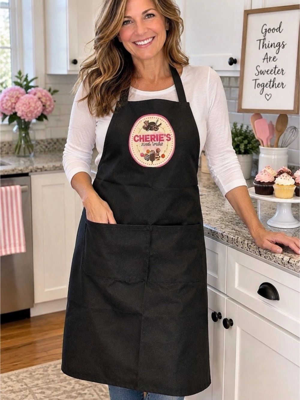 Cherie's Sweet Treats Black Apron